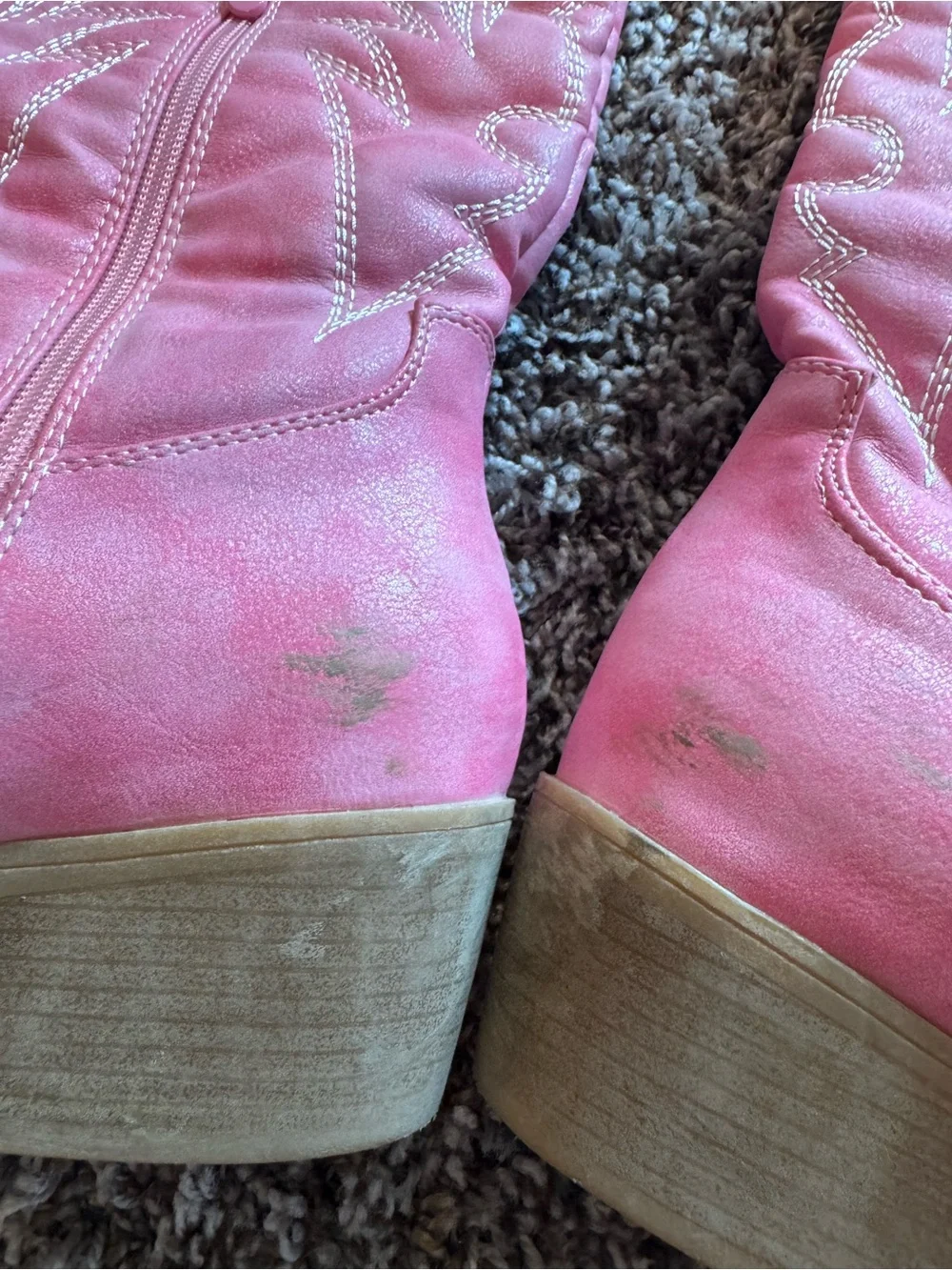 Pink Faux Leather Wester Cowboy Boots Barbie Cowboy Barbiecore 9 - Picture 4 of 11